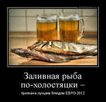 Демотиватор Заливная рыба по-холостяцки – признана лучшим блюдом ЕВРО-2012