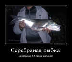 Демотиватор Серебряная рыбка: -я исполню 1,5 твоих желания!