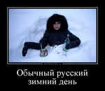 Демотиватор Обычный русский зимний день 