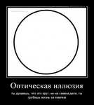 Демотиватор Оптическая иллюзия ты думаешь, что это круг, но на самом деле, ты гробишь жизнь за компом