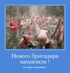 Демотиватор Нового бригадира назначили ! Ну прям стахановец !
