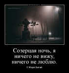 Демотиватор Созерцая ночь, я ничего не вижу, ничего не люблю. © Жорж Батай
