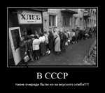 Демотиватор «В СССР такие очереди были из-за вкусного хлеба!!!!!»