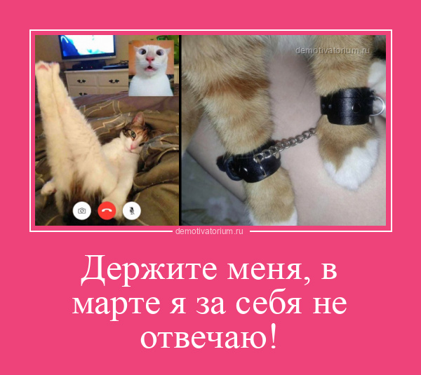 демотиватор Держите меня, в марте я за себя не отвечаю!  - 2022-3-26
