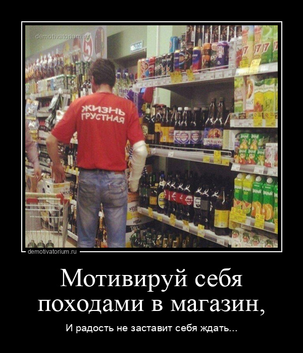 демотиватор Мотивируй себя походами в магазин, И радость не заставит себя ждать... - 2025-3-19